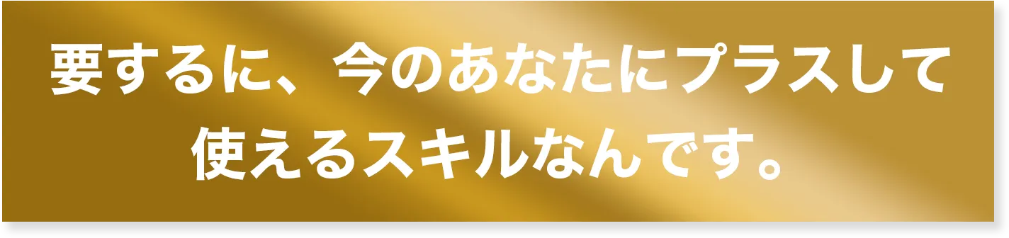 要するに、今のあなたにプラスして使えるスキルなんです。